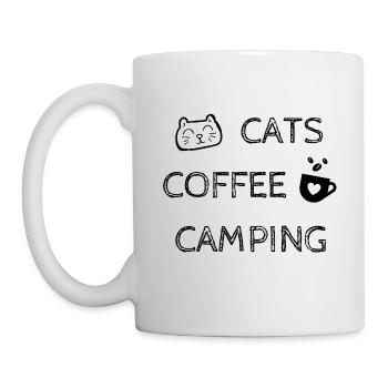 Katzen. Kaffee. Camping - Tasse - Weiß - Links