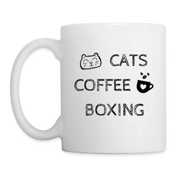 Katzen. Kaffee. Boxen - Tasse - Weiß - Links