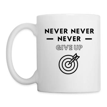 Darts: Niemals niemals aufgeben - Tasse - Weiß - Links