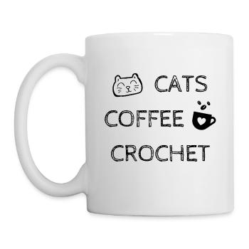 Katzen. Kaffee. Häkeln. - Tasse - Weiß - Links