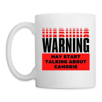 Warning may start talking about camogie. - Mug - white - Left