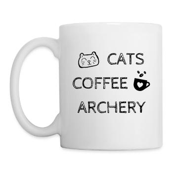 Katzen. Kaffee. Bogenschießen - Tasse - Weiß - Links