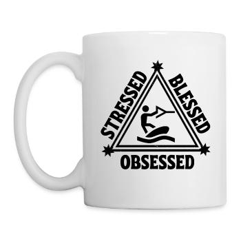 Wakeboard : Stressé. Béni. Obsédé. - Mug blanc - blanc - Gauche