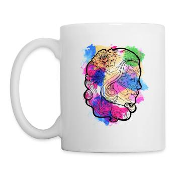 A Beautiful and Funny Watercolor Calavera Design - Mug - white - Left