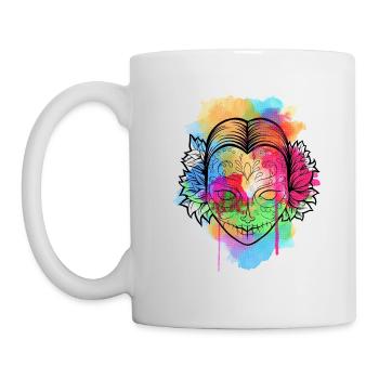 A Beautiful and Funny Watercolor Calavera Design - Mug - white - Left