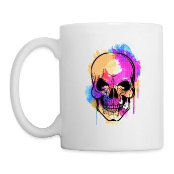 Fearful and beautiful watercolor skull design - Mug - white - Left