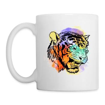 A Beautiful and Fun Watercolor Tiger Design - Mug - white - Left