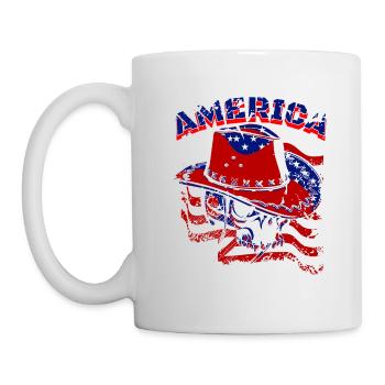 Un beau crâne de cow-boy avec un design de drapeau américain - Mug blanc - blanc - Gauche
