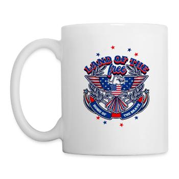 Land of the Free, Home Of The Brave & US Flag - Mug - white - Left