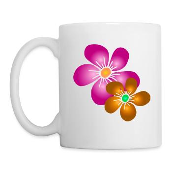 colorful flower bouquet floral flower tendril floral - Mug - white - Left