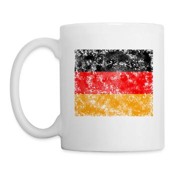 Deutschland Flagge Vintage mit Crunsh Effekt - Tasse - Weiß - Links