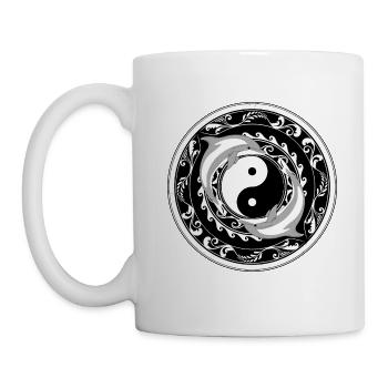 Dauphins Yin Yang - Mug blanc - blanc - Gauche