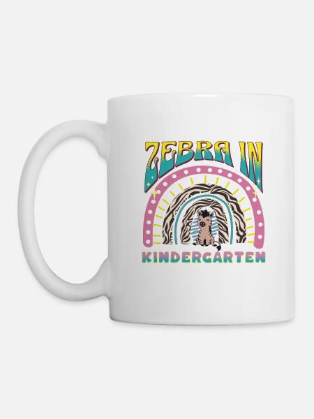 zebra in kindergarten rainbow zebra stripes design - Mug - white