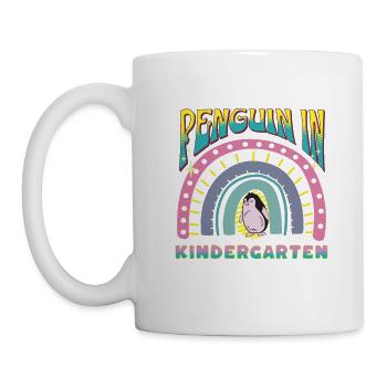 penguin in kindergarten rainbow stripes design - Mug - white - Left