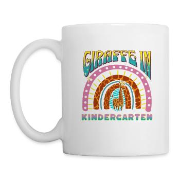 giraffe in kindergarten rainbow stripes design - Mug - white - Left