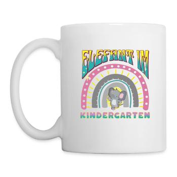 elefant im kindergarten regenbogen streifen design - Tasse - Weiß - Links
