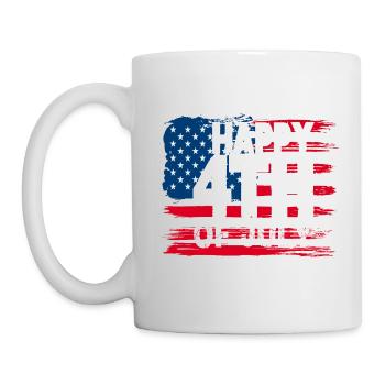 Happy 4th of July with American Flag - Mug - white - Left