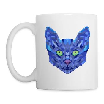 Chat Bleu Polygonal - Mug blanc - blanc - Gauche