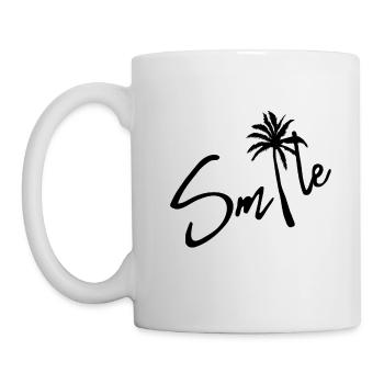 Smile Schrift Design mit Palmen Illustration - Tasse - Weiß - Links