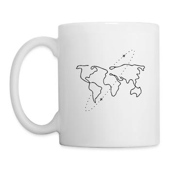 minimalist world map with plane world tour - Mug - white - Left