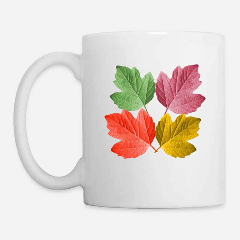 colorful leaves in autumn from a tree leaf foliage - Mug - white