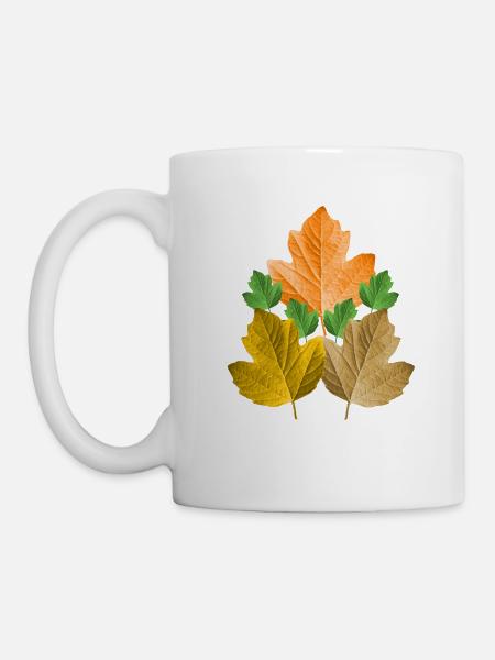 bunte Blätter von einem Baum im Herbst Blatt Laub - Tasse - Weiß