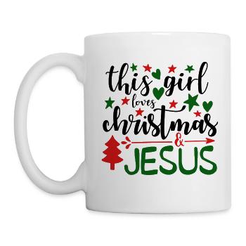 Girl loves christmas - Mug - white - Left