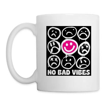 Smiling Graffiti No Bad Vibes - Mug - white - Left