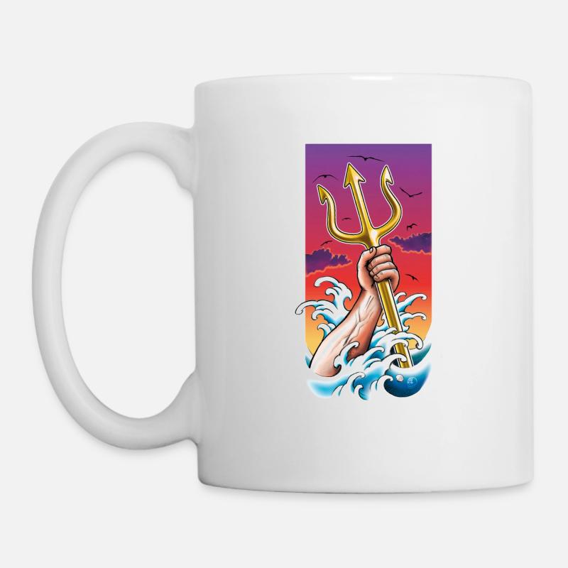 Poseidon Sea God Underwater With Trident In Hand - Mug - white