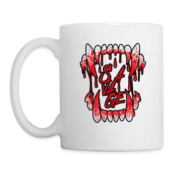 Gruselige Wolfszähne mit Blut - Tasse - Weiß - Links