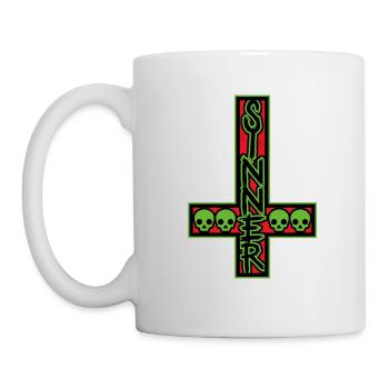 Sinner On Inverted Cross Red And Green - Mug - white - Left