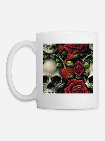 Skull Heart Roza Photo - Mug blanc - blanc
