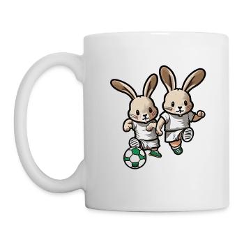 Bunnies Play Football Rabbit Rabbit Ball Sport - Mug - white - Left