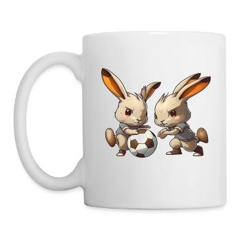 Bunnies Play Football Rabbit Rabbit Ball Sport - Mug - white - Left
