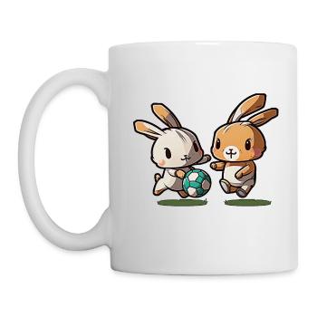 Bunnies Play Football Rabbit Rabbit Ball Sport - Mug - white - Left