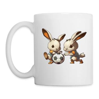 Les lapins jouent au football Bunny Ball Sports - Mug blanc - blanc - Gauche