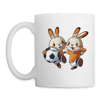 Rabbits Play Football Bunny Bunny Ball Sport - Mug - white - Left