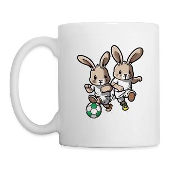 Rabbits Play Football Bunny Bunny Ball Sport - Mug - white - Left