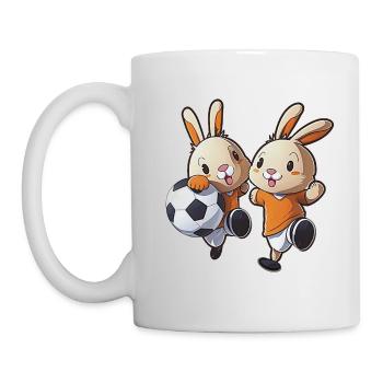 Les lapins jouent au football Bunny Ball Sports - Mug blanc - blanc - Gauche