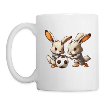 Rabbits Play Football Bunny Bunny Ball Sport - Mug - white - Left
