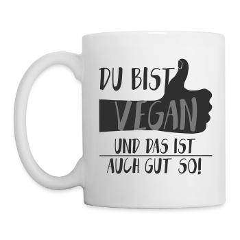 Vegan Gut so Daumen hoch SabineVegan HerzAufShiSVG - Tasse - Weiß - Links