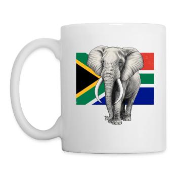 Elefant Flagge von Südafrika - Tasse - Weiß - Links