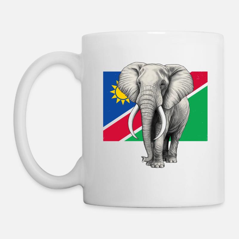 Elefant Flagge von Namibia - Tasse - Weiß
