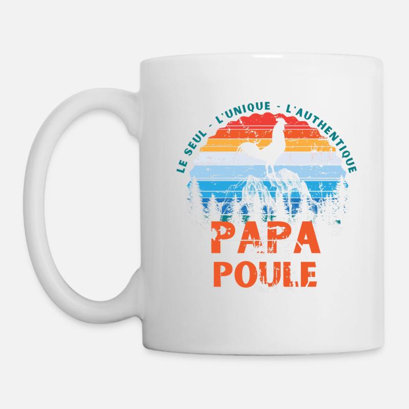 papa poule cadeau t shirt papa poule authentique - Mug blanc - blanc