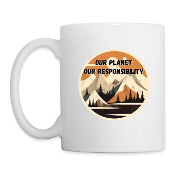 Retro Natur T-Shirt: Unsere Erde, Unsere Verantwor - Tasse - Weiß - Links