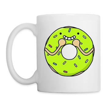 Lächelnder süßer Cartoon-Donut: Entzückender Leckerbissen! - Tasse - Weiß - Links