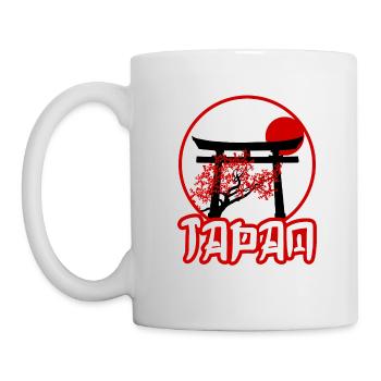 Black Torii Gate with Cherry Tree at Sunset - Mug - white - Left