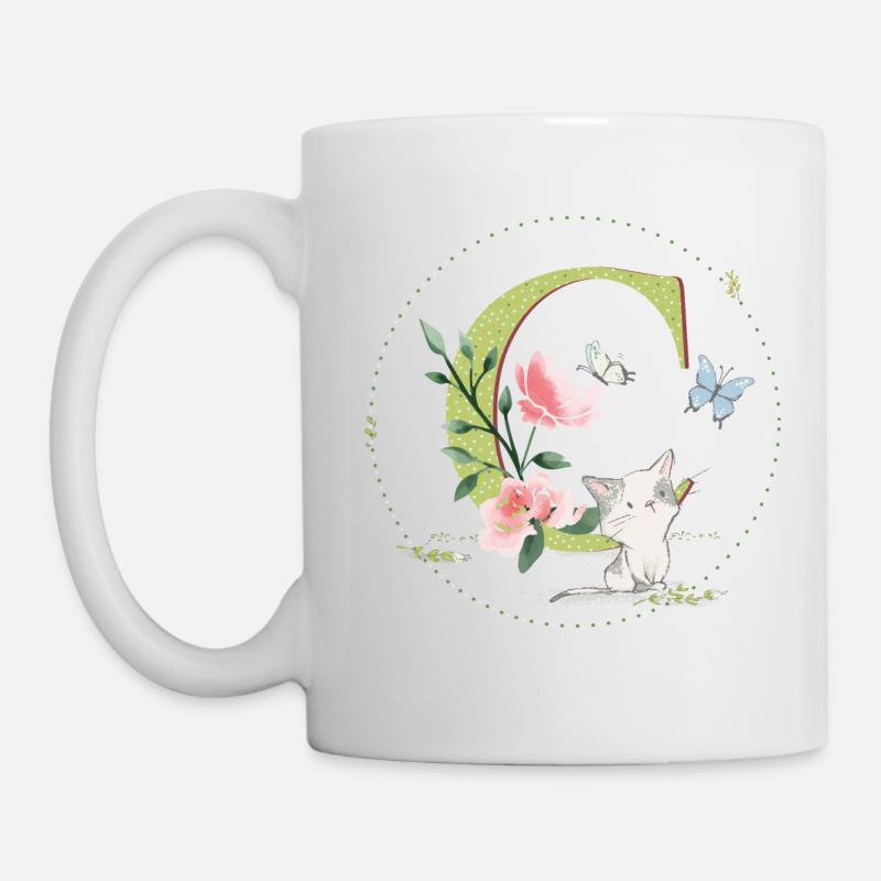 Lettre initiale C avec chat - Mug blanc - blanc