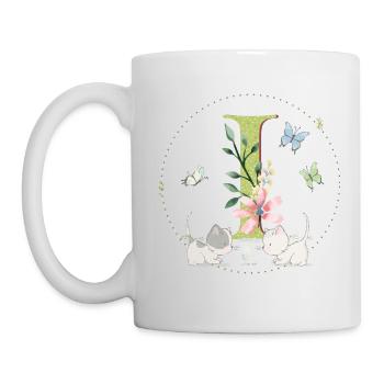 Lettre initiale I avec chat - Mug blanc - blanc - Gauche