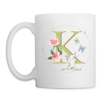 Lettre initiale K avec chat - Mug blanc - blanc - Gauche